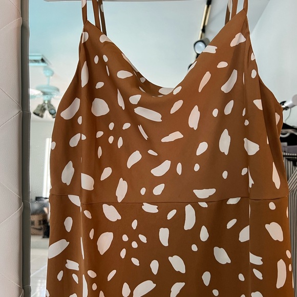 Old Navy Tan & White Polka Dot Maxi Slip Boho Camisole Sleeveless Dress Size S - Picture 3 of 6